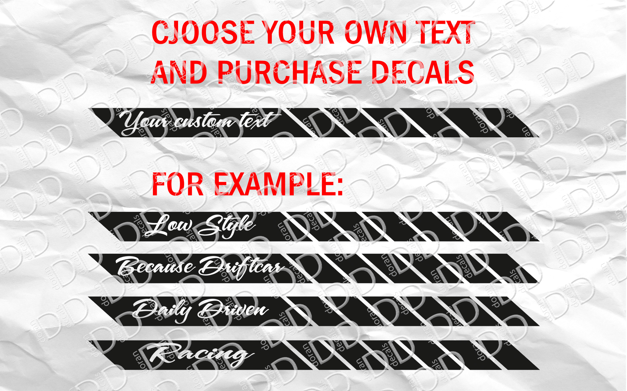 2x CUSTOM TEXT Side Left Right Body Stripes Racing Race Rally JDM Car Vinyl Sticker Decal